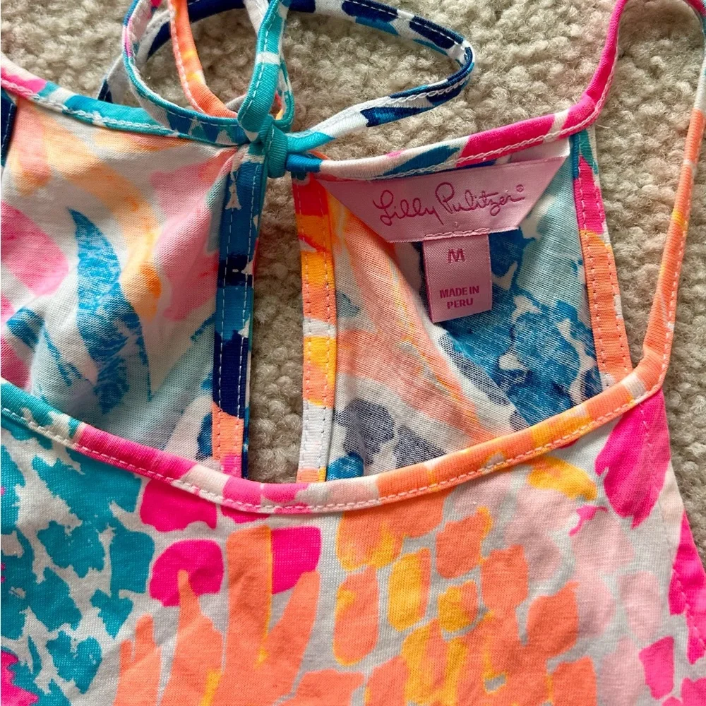 Lilly Pulitzer Neon Pineapple Print Mini Dress in Teal, Pink & Orange - Picture 4 of 4